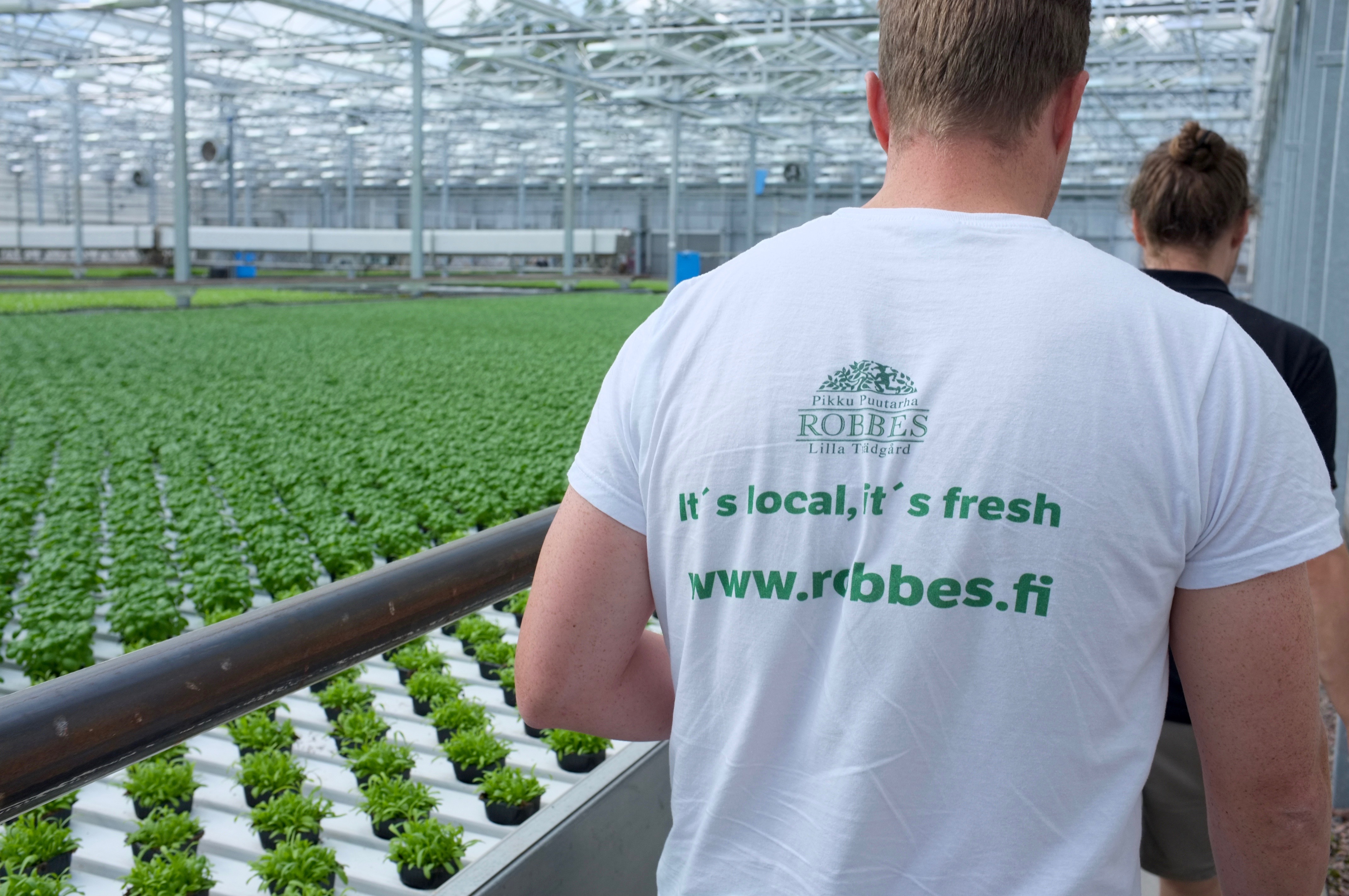 Walking through the greenhouses